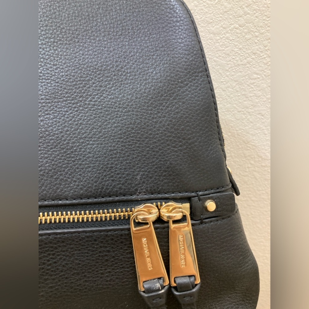 Michael Kors Black Backpack with Gold-Tone Zipper Pulls and Trim - Picture 9 of 13